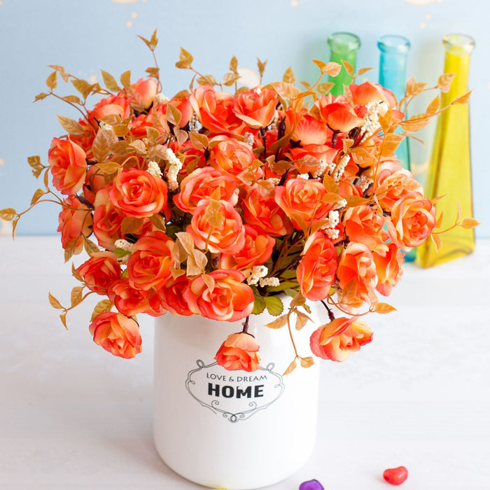 Bulk 12" Mini Rose Bush Bouquet Silk Floral for Table Crafts Wholesale