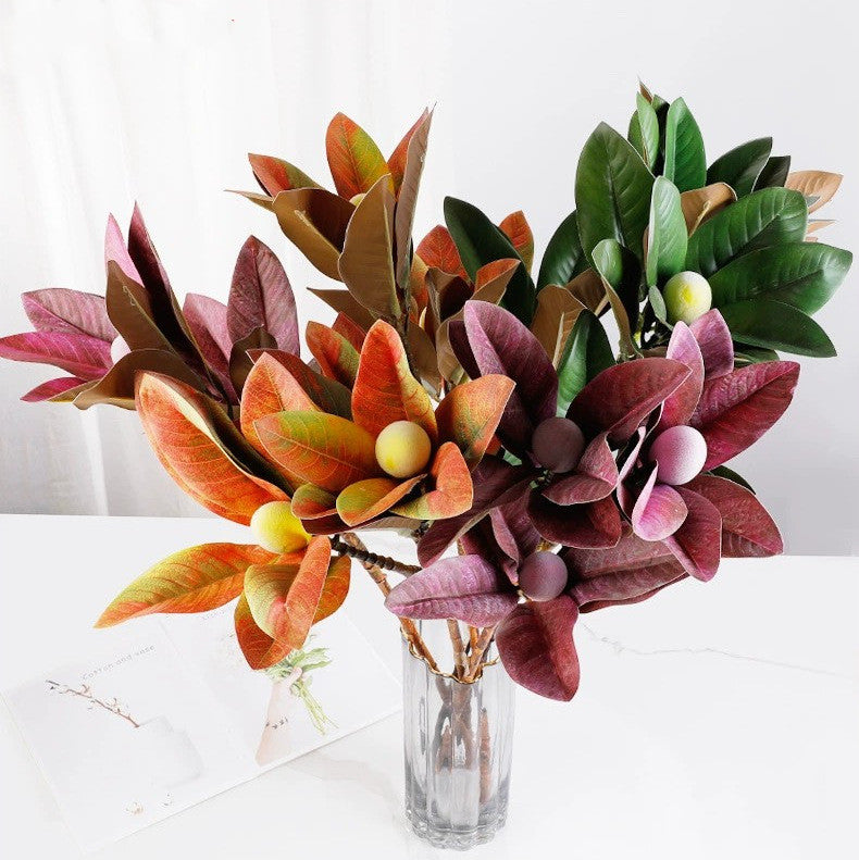 Bulk 12pcs 33" Magnolia Leaves With Fruits Stems Spray Artificial Branch Leaves Wholesale