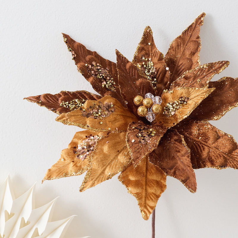 Bulk 12.6" Maillard Brown Christmas Flower for Crafts Christmas Decor Wholesale