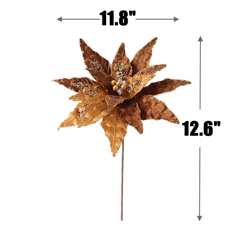 Bulk 12.6" Maillard Brown Christmas Flower for Crafts Christmas Decor Wholesale