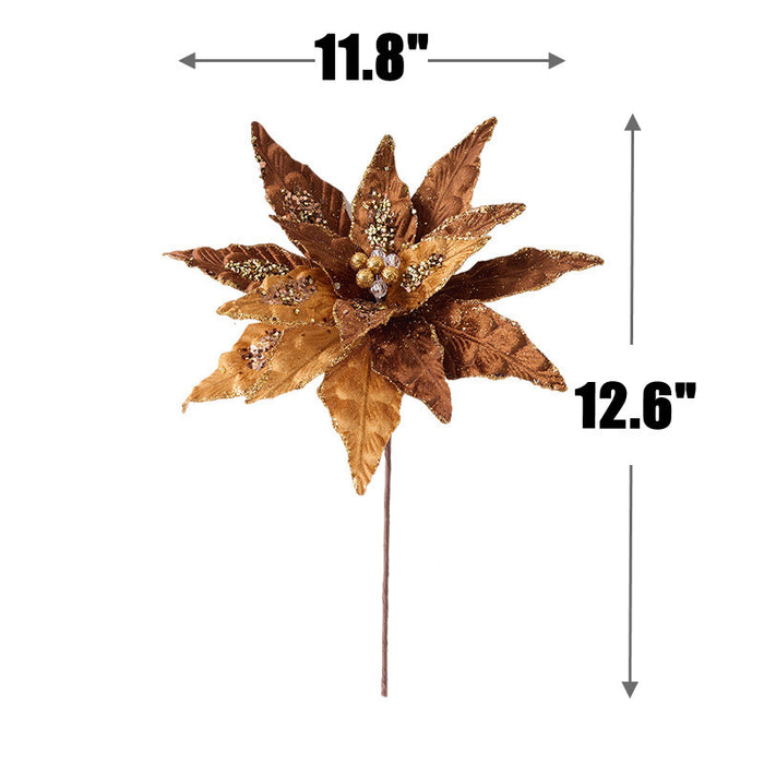 Bulk 12.6" Maillard Brown Christmas Flower for Crafts Christmas Decor Wholesale