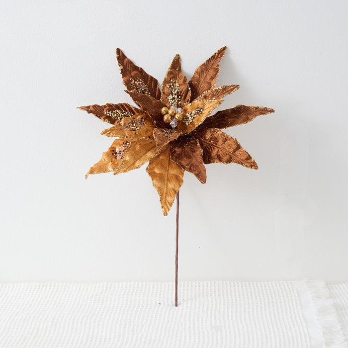 Bulk 12.6" Maillard Brown Christmas Flower for Crafts Christmas Decor Wholesale