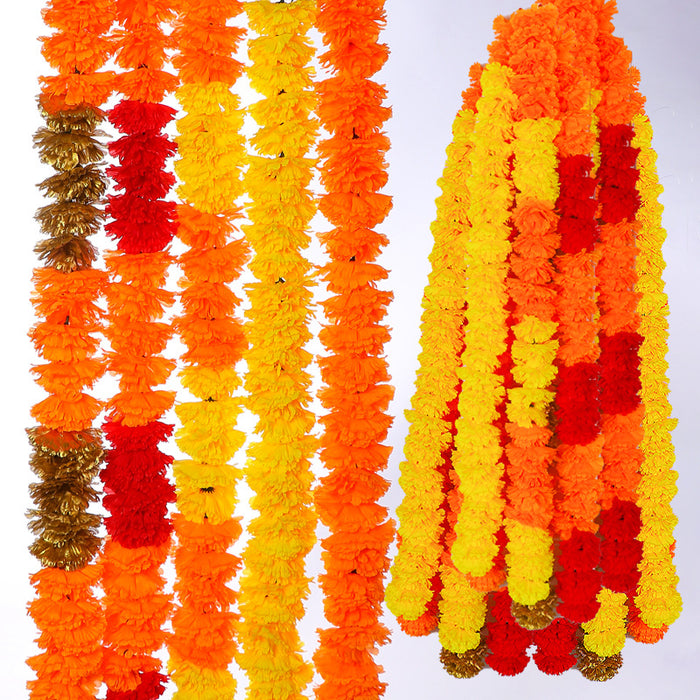 Bulk 39" Marigold Flowers Garland Autumn Decor for Mantle Diwali Floral Arrangements Wholesale