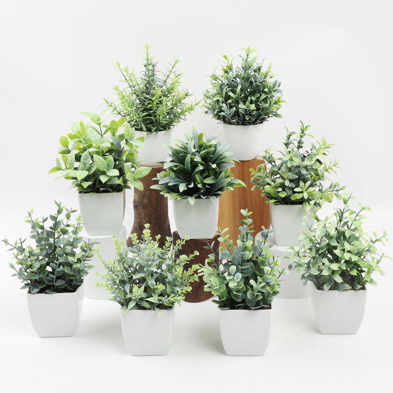 mini potted plants bulk Bulk Mini Plants Artificial Potted Eucalyptus Plants for Home Office Farmhouse Bathroom Table Shelf Decor Indoor