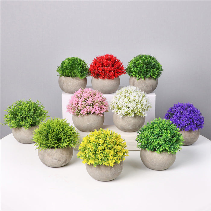 Bulk 6 piezas de plantas artificiales Topiary arbustos Mini plantas artificiales en maceta para los amantes de las plantas