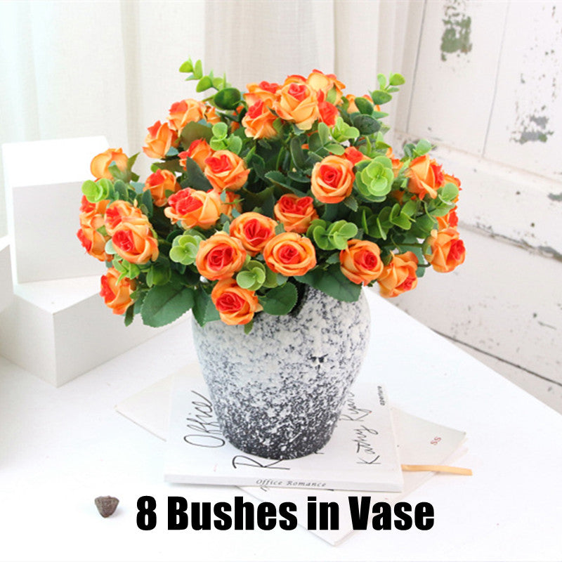 2025 Upgraded Miniature Roses Bouquet Bush Artificial Silk Flowers Wholesale