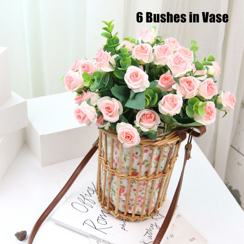 2025 Upgraded Miniature Roses Bouquet Bush Artificial Silk Flowers Wholesale