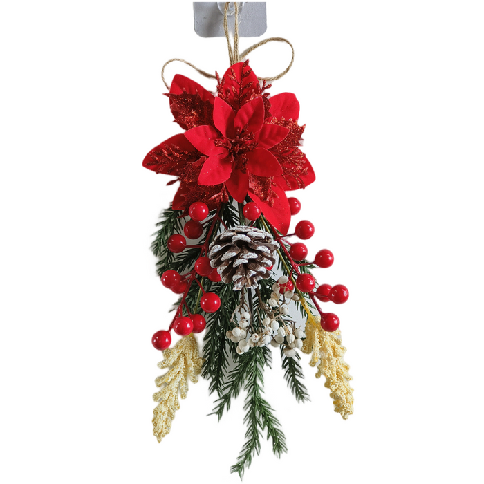 Bulk Exclusive 12 inches Tall Glitter Poinsettia Christmas Hanging Decor Wholesale