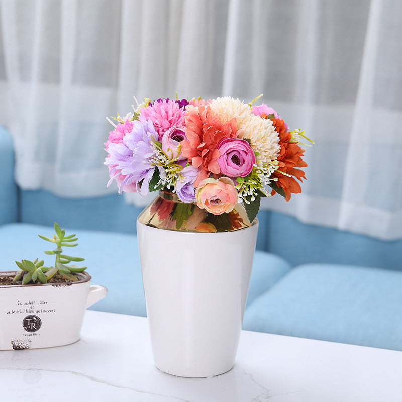 Bulk 12" Mixed Bouquet of Faux Chrysanthemum Pompon and Peony Buds Wholesale