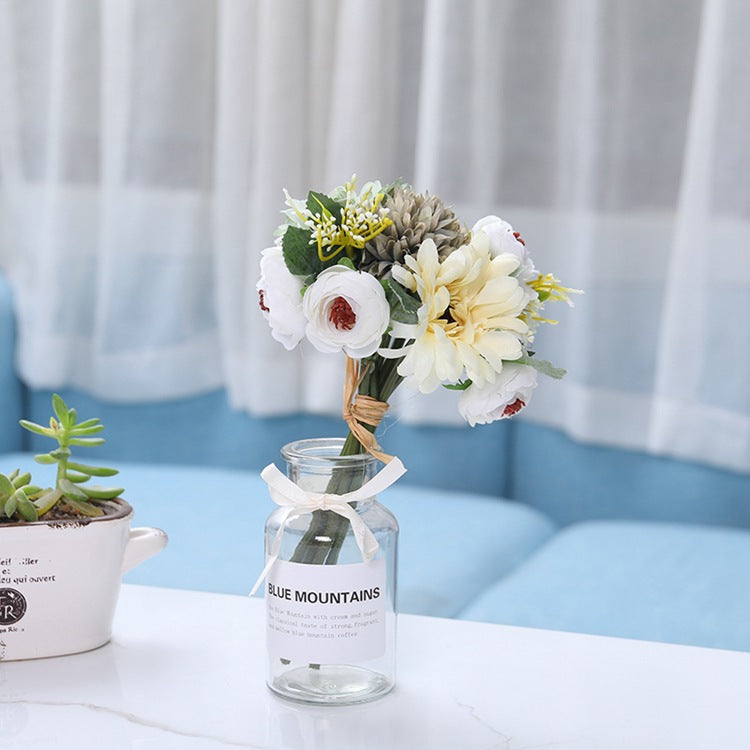 Bulk 12" Mixed Bouquet of Faux Chrysanthemum Pompon and Peony Buds Wholesale