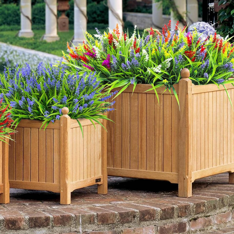Bulk 24pcs Mixed Color Monkey Grass Bush Artificial Flowers for Outdoors UV Resistant Plants Wholesale
