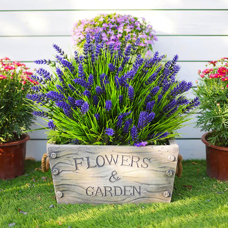 Bulk 24pcs Mixed Color Monkey Grass Bush Artificial Flowers for Outdoors UV Resistant Plants Wholesale