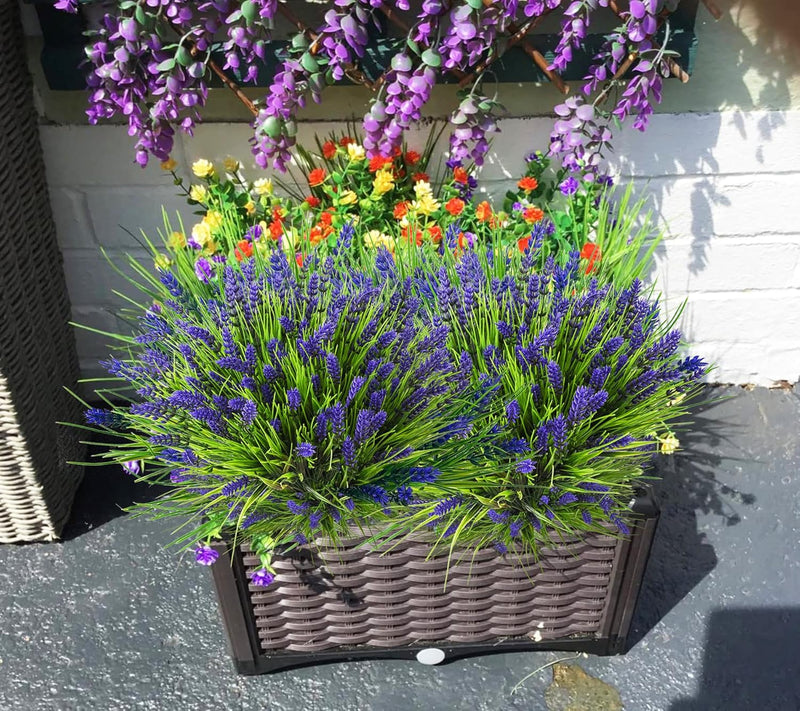 Bulk 24pcs Mixed Color Monkey Grass Bush Artificial Flowers for Outdoors UV Resistant Plants Wholesale
