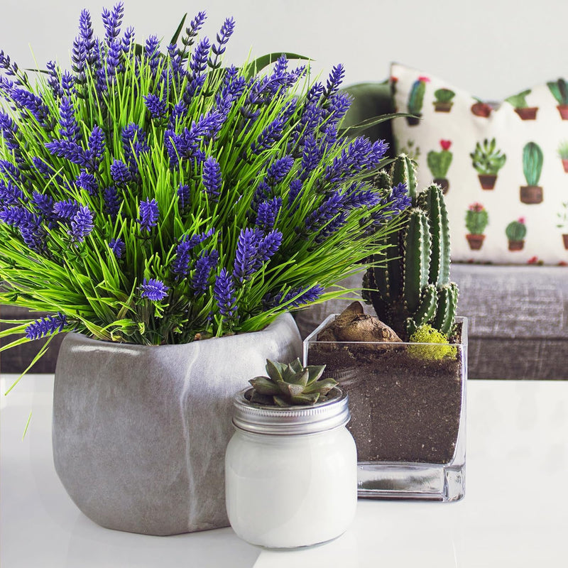 Bulk 24pcs Mixed Color Monkey Grass Bush Artificial Flowers for Outdoors UV Resistant Plants Wholesale