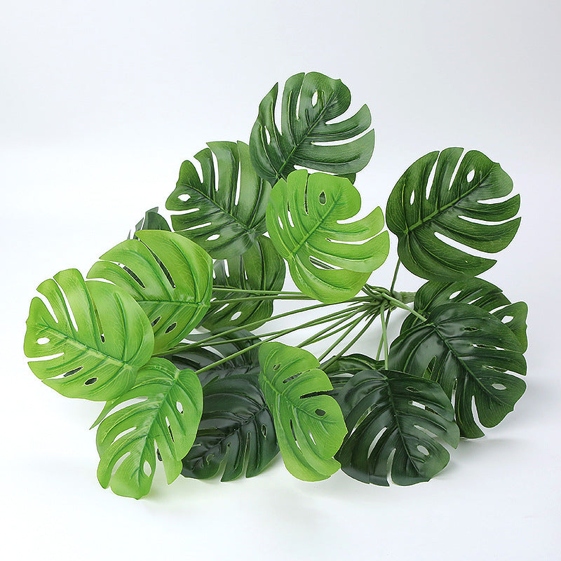 Monstera Bush 21" en vrac 18 fourches feuilles de palmier plantes artificielles pour salle de bain en gros 