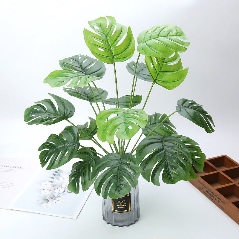 Monstera Bush 21" en vrac 18 fourches feuilles de palmier plantes artificielles pour salle de bain en gros 