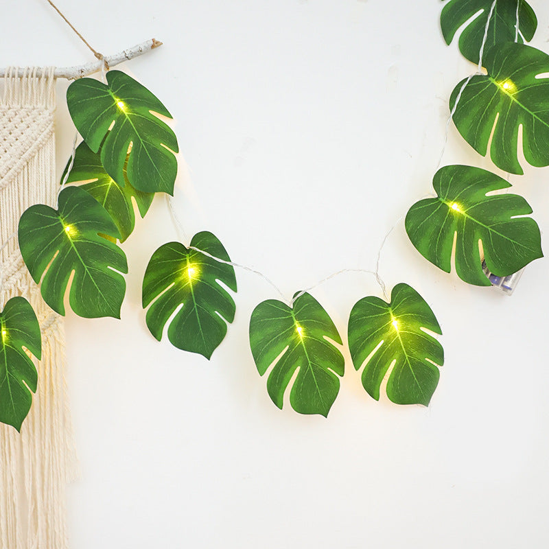 Guirlande lumineuse en feuilles de Monstera en vrac de 10 pieds, feuilles de palmier artificielles tropicales en rotin, vente en gros 