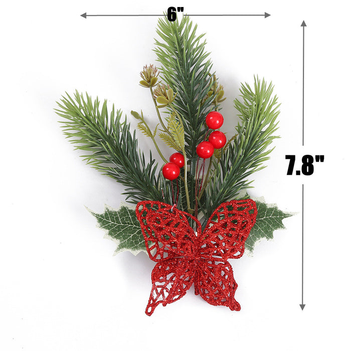 Bulk 6pcs Multicolor Christmas Butterfly Holy Berries Ornaments with Clips Wholesale