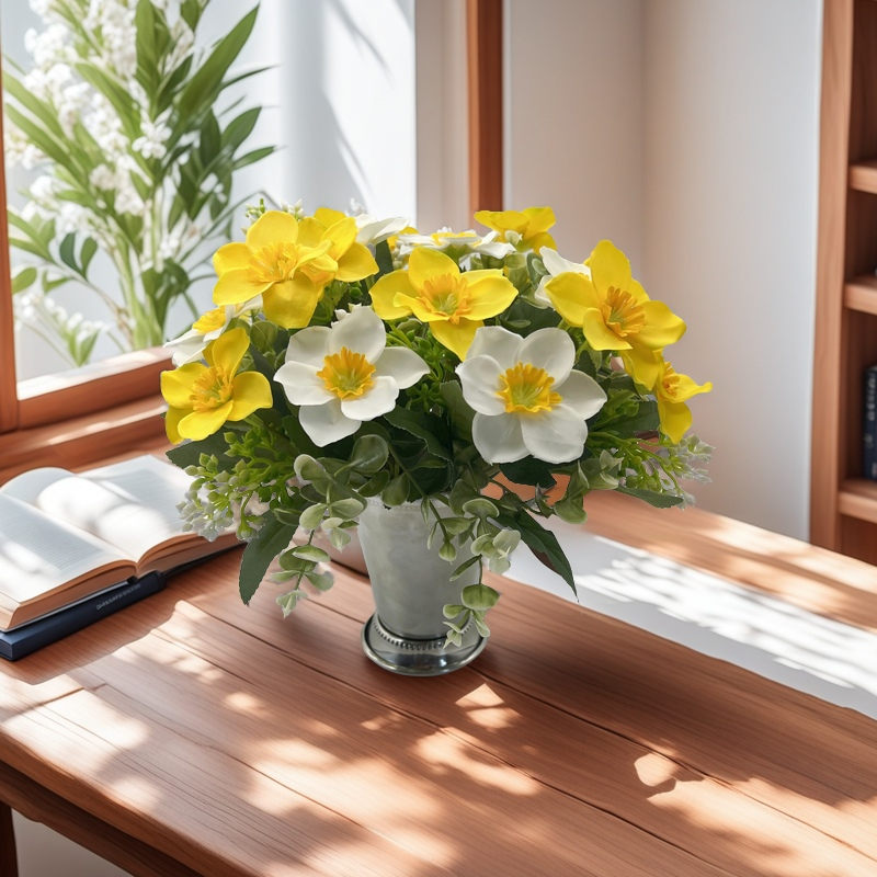 Bulk 10" Small Narcissus Bush Bouquets Spring Flowers for Crafts Wholesale