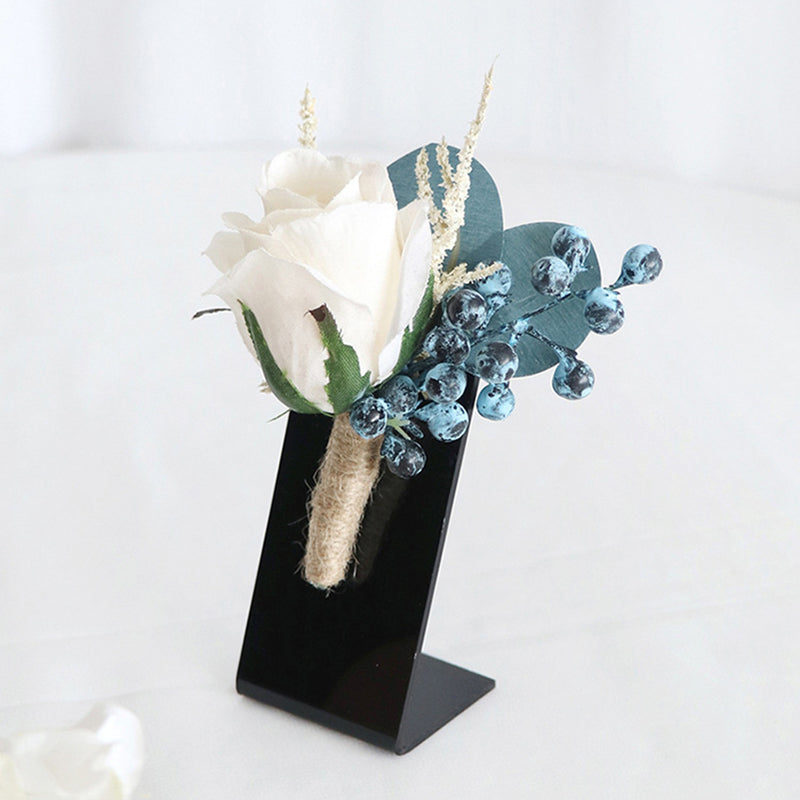 Boutonnières bleu marine et champagne nobles en gros