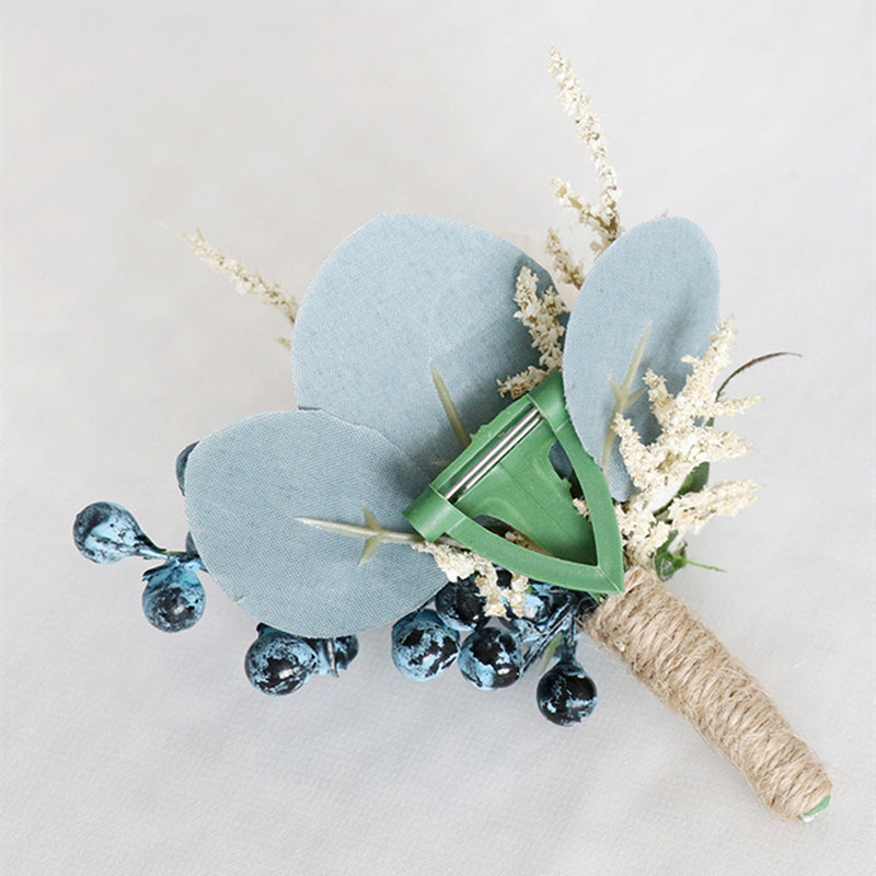 Boutonnières bleu marine et champagne nobles en gros