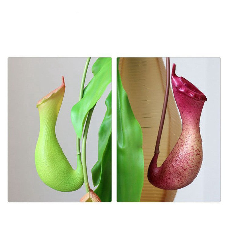 Lot de 2 tiges de plantes artificielles tropicales au toucher réaliste de Nepenthes, vente en gros