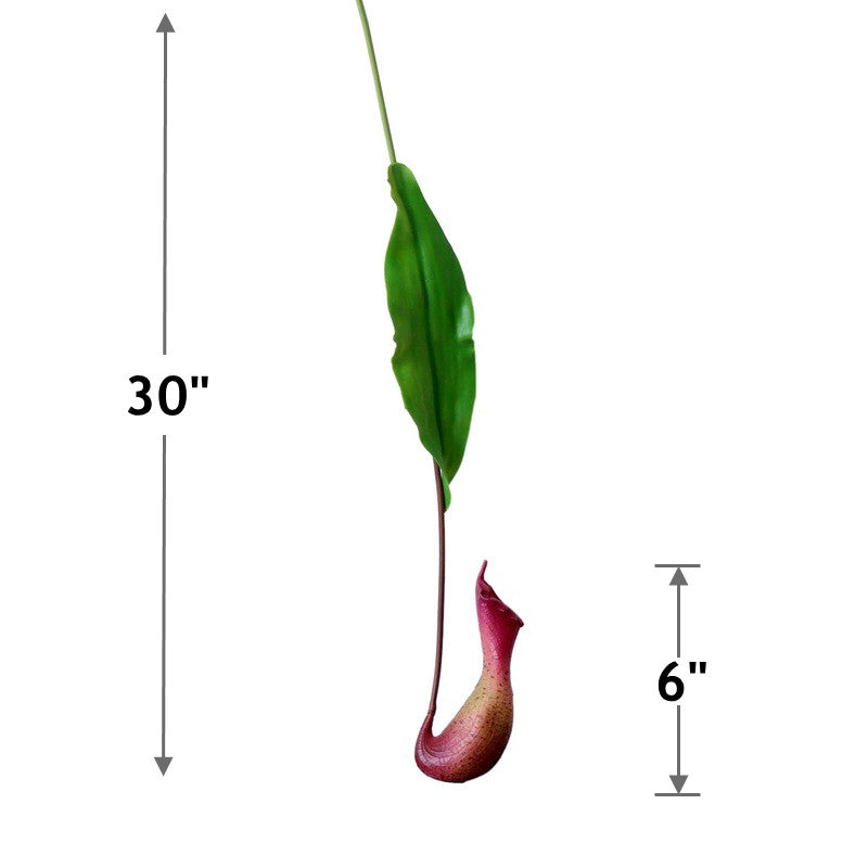 Lot de 2 tiges de plantes artificielles tropicales au toucher réaliste de Nepenthes, vente en gros
