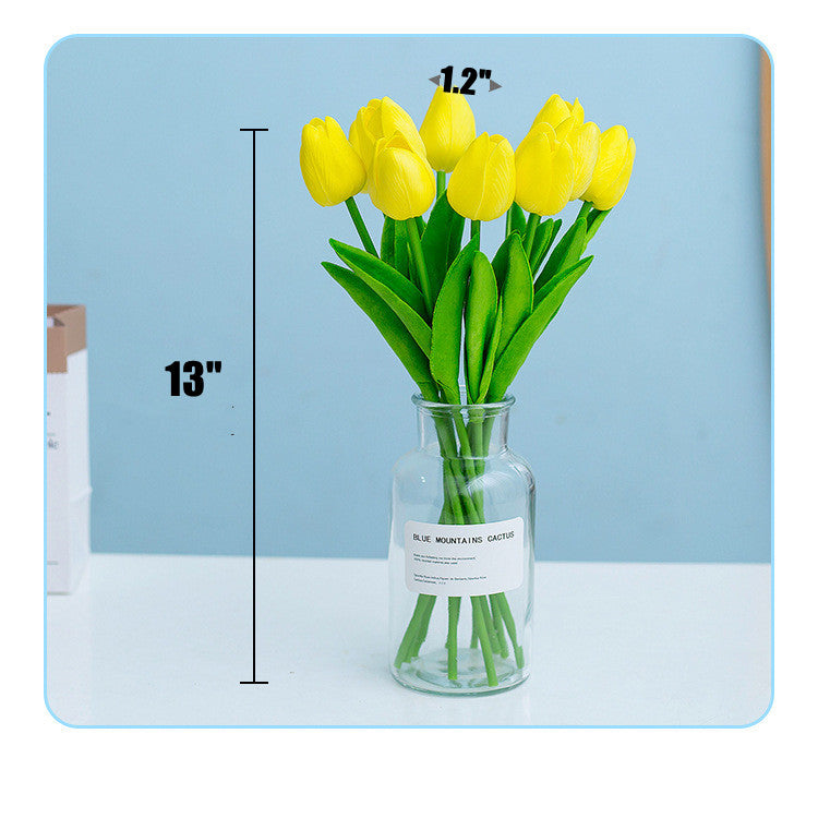 Bulk 10Pcs 13" Realistic Artificial Tulips Stems, New 2026 Anti-Yellowing Faux Flowers for Home Wedding Decor Vase Wholesale
