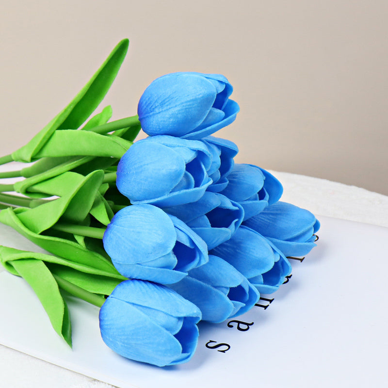 Bulk 10Pcs 13" Realistic Artificial Tulips Stems, New 2026 Anti-Yellowing Faux Flowers for Home Wedding Decor Vase Wholesale