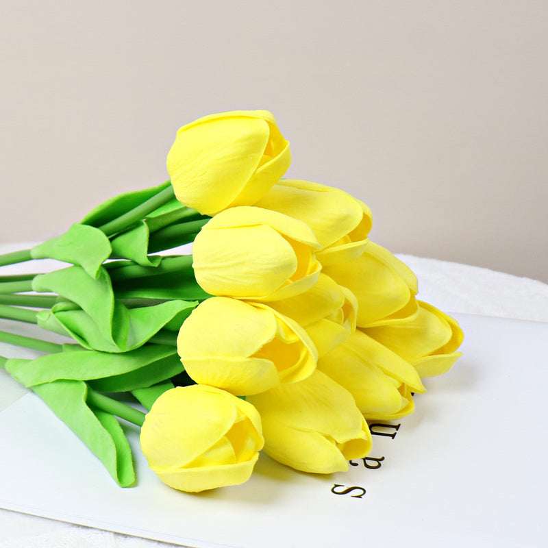 Bulk 10Pcs 13" Realistic Artificial Tulips Stems, New 2026 Anti-Yellowing Faux Flowers for Home Wedding Decor Vase Wholesale