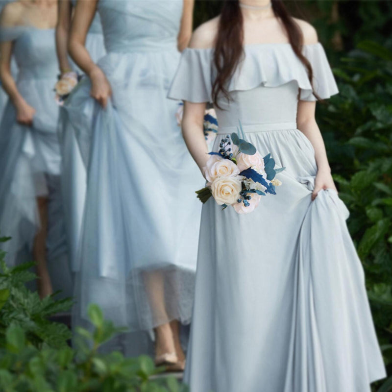 Bouquets de demoiselle d'honneur en vrac de 7 pouces Bouquets de mariage nobles bleu marine et champagne en gros 