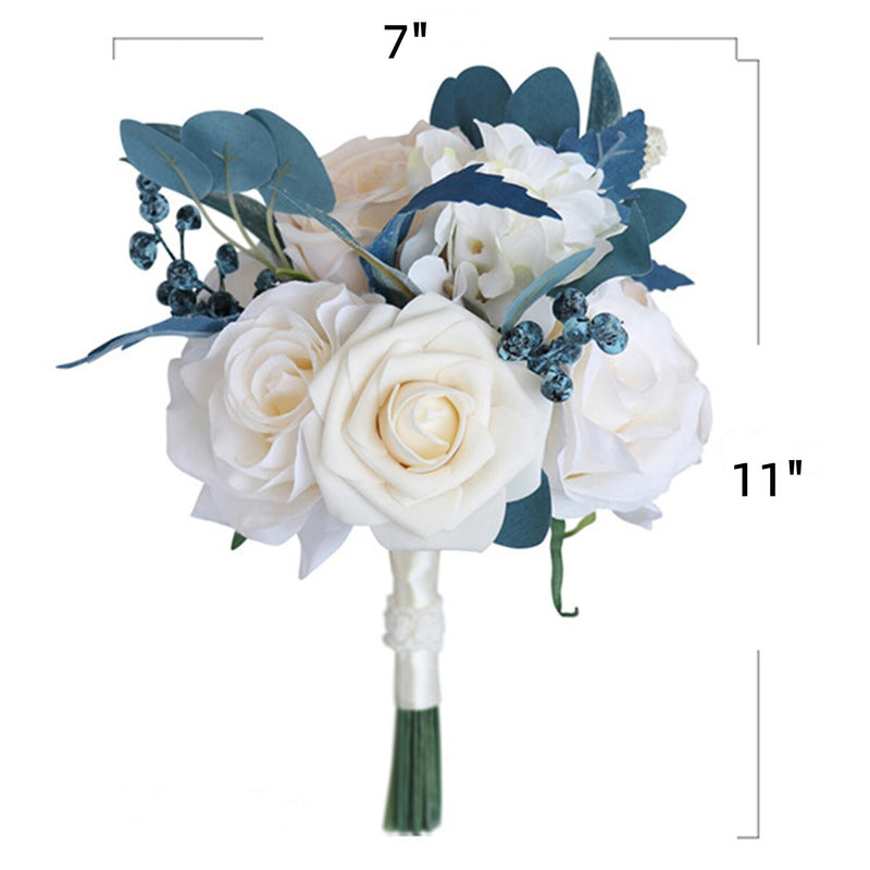 Bouquets de demoiselle d'honneur en vrac de 7 pouces Bouquets de mariage nobles bleu marine et champagne en gros 