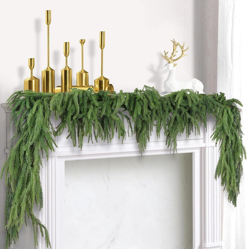 Bulk 6.5 FT Artificial Norfolk Pine Garlands Artificial Greenery Garland for Table, Mantle, Wall, Indoor, Outdoor Christmas Decorations Wholesale