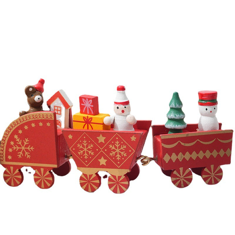 Bulk Wooden Train Toy DIY Christmas Ornaments for Kids Xmas Table Decor Wholesale