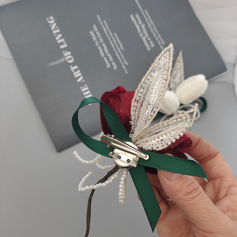 Bulk Velvet Tulip Corsage for Bride Bridesmaid Wedding Party Wholesale