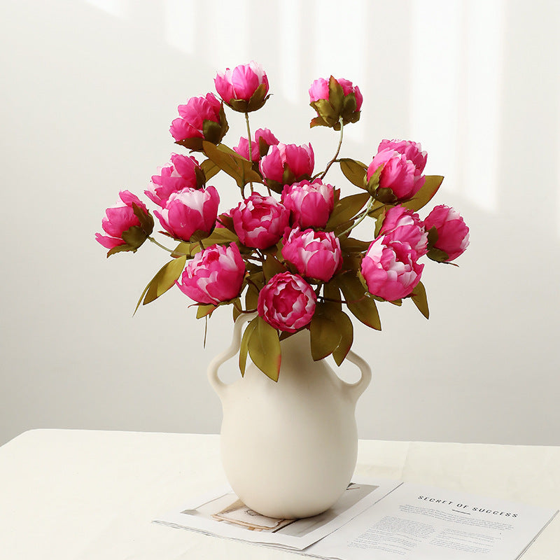 Peony Bush with 4 Blooms, 28.7" Silk-Like Artificial Flowers for Wedding Decor & Home Styling, Indoor/Outdoor Use