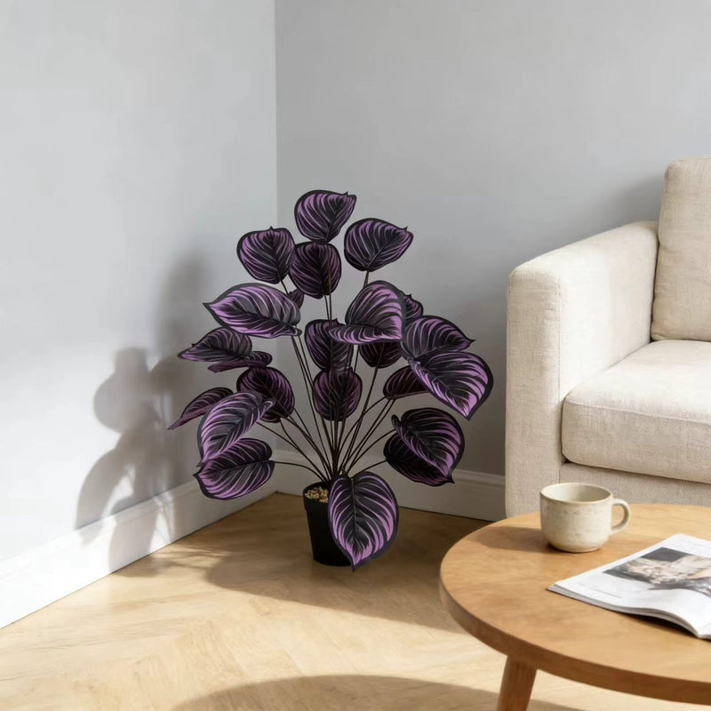 Artificial Violet Bush with 24 Blooms, 33.5" Tall Bendable Stems, PE/PVC for Indoor & Outdoor Decor, Wedding, Office, Events