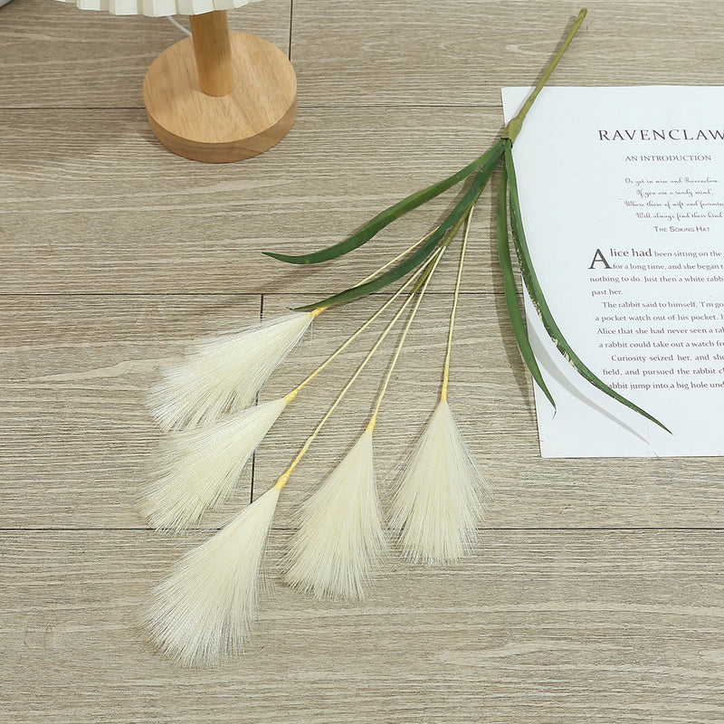 20" Artificial Pampas Grass Single Stem, Faux Silk Feather Reed for Wedding Decor & Modern Home Styling