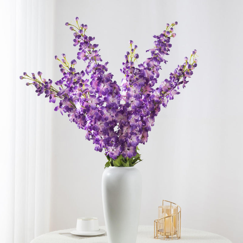 45" Artificial Delphinium Bush, Faux Silk Flower Arrangement for Weddings, Home Decor & Events