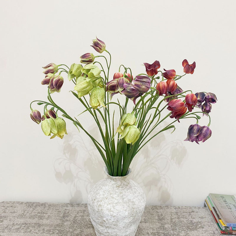 Faux Fritillaria Flower Bush with 5 Blooms, 28" Realistic Artificial Greenery for Wedding Centerpieces & Home Decor