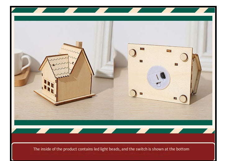 Bulk 3pcs Glow Cabin Set with Church Elk DIY Gifts for Xmas Tree Table Decor Wholesale