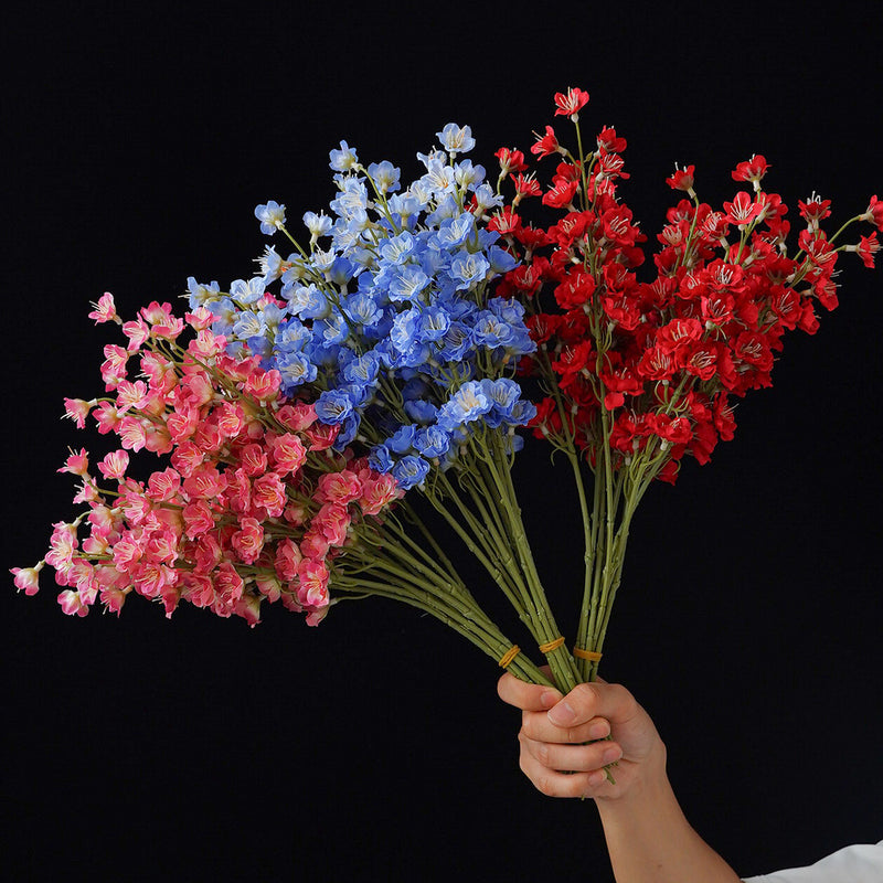 Artificial Larkspur Single Stem with 16 Blooms, 16" Silk-Like Floral for Home Decor & Weddings
