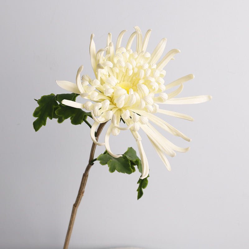 Artificial Chrysanthemum Single Stem, Realistic PU Flower for Home Decor, Weddings & Events, 28" Tall with 8" Bloom