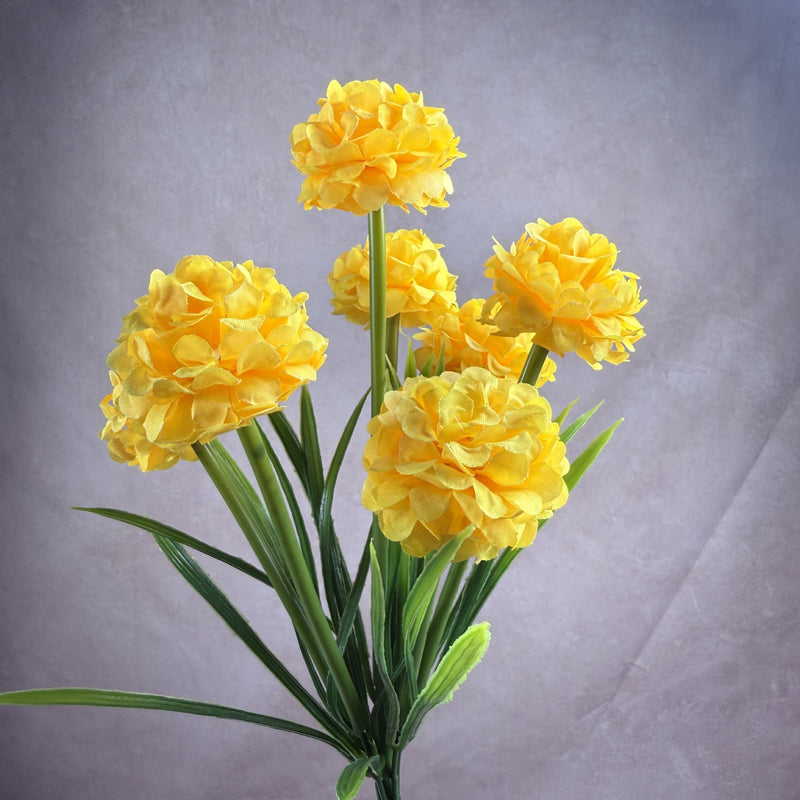 Artificial Chrysanthemum Bush with 6 Blooms, 18" Tall PU Floral Arrangement, Ins Modern Style for Wedding Centerpieces, Home Decor & Office Styling