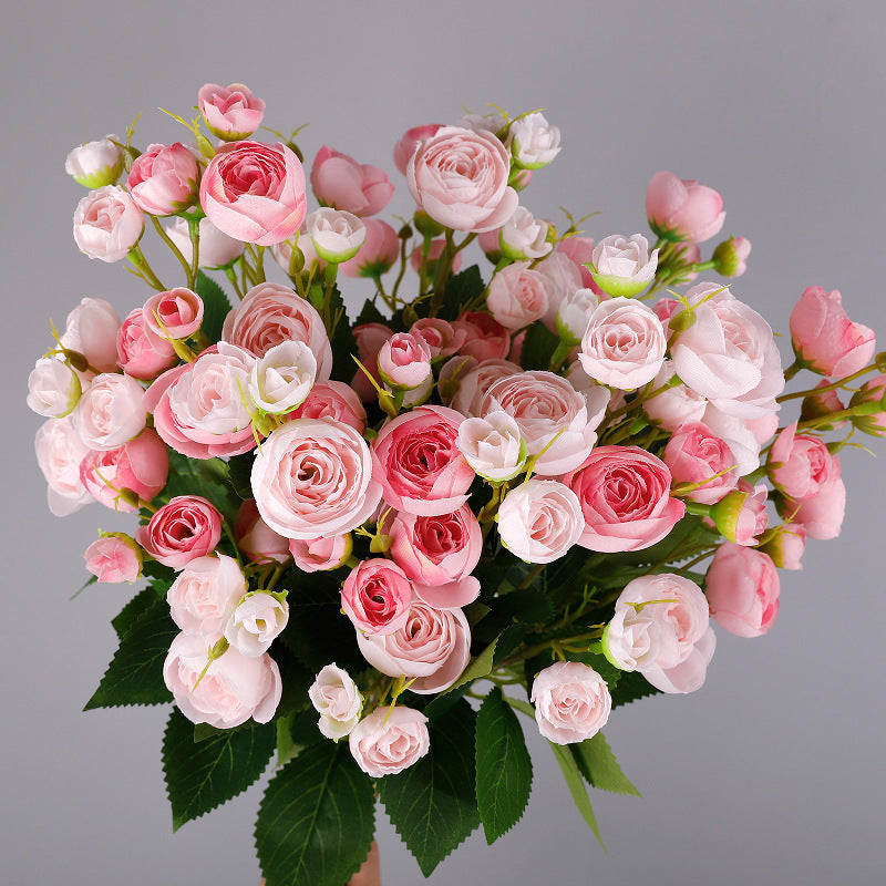 Artificial Camellia Bush with 12 Blooms, 18" Tall, Silk-Like Fabric, Indoor Decor, Wedding & Home Use