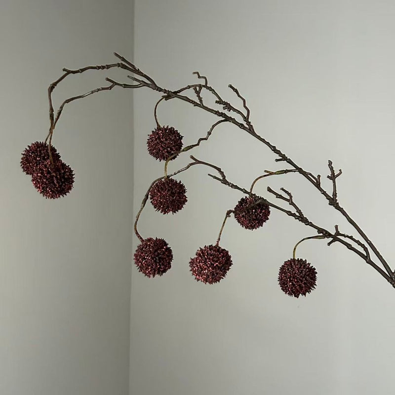 Artificial Wild Berry Bush with 8 Flower Heads, Plastic Faux Floral Stem for Weddings, Home Decor & Centerpieces
