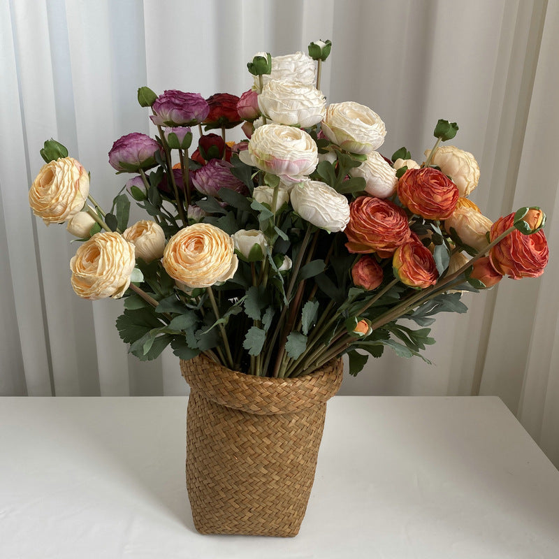 9-Bloom Hand-Tied Bouquet, Faux Silk Peony Stems, 22" Tall, Wedding & Home Decor