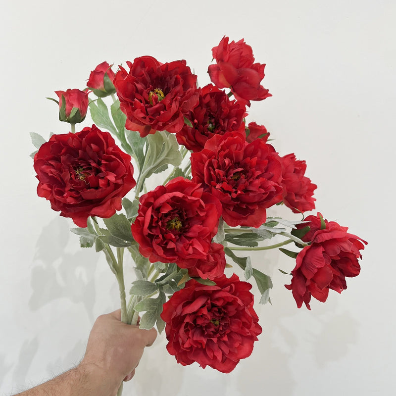 Single Stem Artificial Peony with 3 Blooms, Silk-Like Fabric, 20" Tall, Perfect for Home Decor, Weddings, and Events