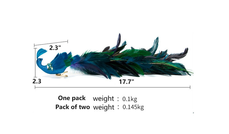 Ornements de paons bleus artificiels à longue queue en vrac Ornements suspendus de Noël en gros