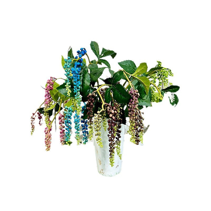 Single Stem Artificial Mountain Trail Vine with 6 Berries, 32" Latex Real-Touch Foliage for Wedding Decor & Home Styling